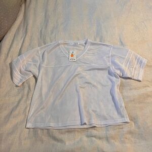 Year of Ours White Mesh Short-Sleeve Jersey Top